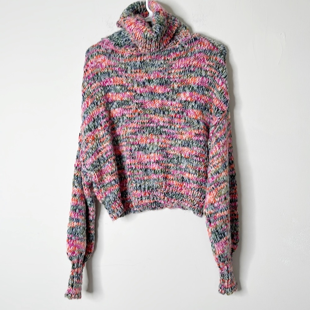 Wild Fable Rainbow Knit turtleneck spring crop sweater women size Small - Picture 5 of 8